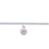 عصفور كريستال انسيال فضة تنس عيار 925 مرصع بفصوص زركون دائرية لون وردي